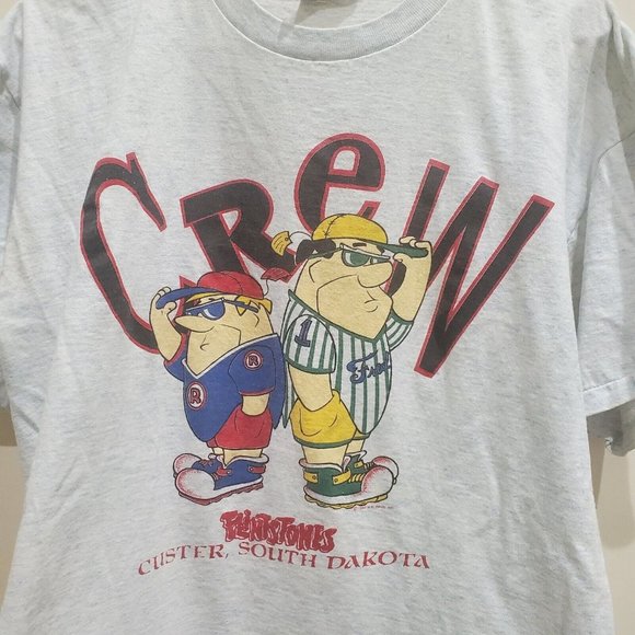 Vtg 1992 Flintstones Fred Barney Crew Tee T Shirt Large L single stitch HB Prod - Picture 1 of 7